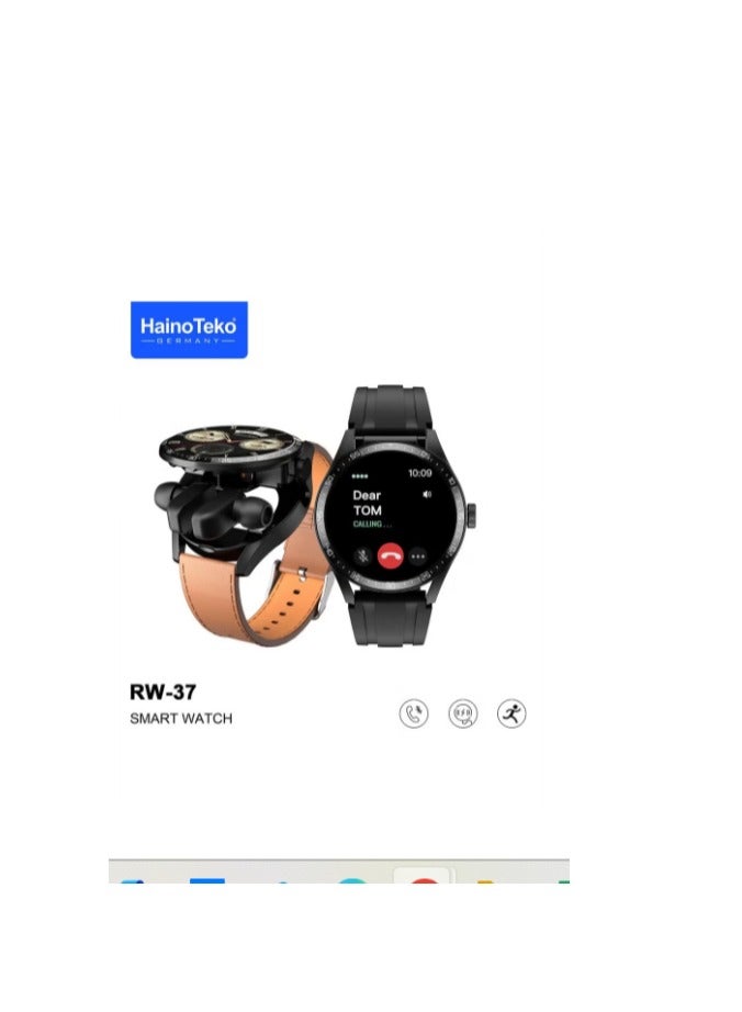 Compare Haino Teko Germany RW37 Watch Buds Large Screen Round Shape AMOLED Display Smart Watch and Bluetooth Earbuds With 2 Pair Straps for Ladies and Gents at KSA Price