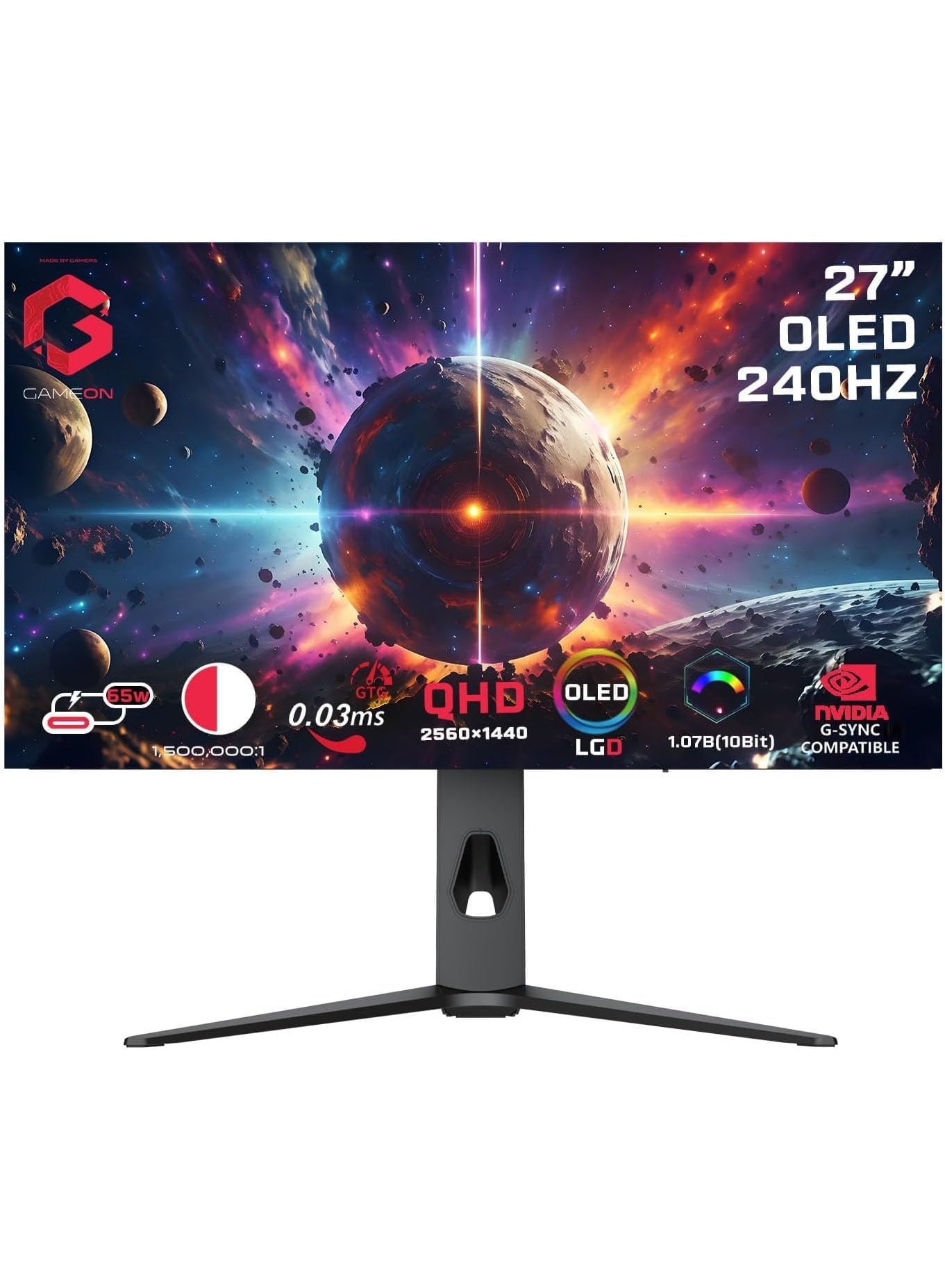 Compare 27? OLED QHD Gaming Monitor – 240 Hz, 0.03 ms, HDMI 2.1, DP 1.4, USBC 65 W, HDR10, FreeSync, GSync, 10Bit, 98.5�IP3, KVM, RGB, Adjustable Stand Black at KSA Price