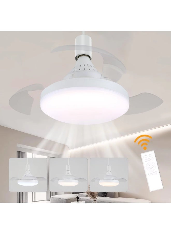 Compare Modern LED Fan Light with Remote | E27 Base | 3Color Dimming | Low Noise | Energy Efficient Lighting & Cooling | Easy Installation at KSA Price