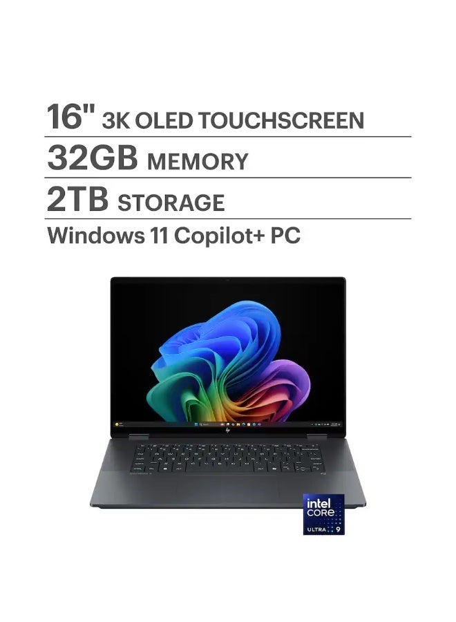 Compare OmniBook X Flip Copilot Plus 16Inch 3K OLED Touch Laptop, Intel Core Ultra 9, 32GB RAM, 2TB SSD, Intel Arc Graphics, Win 11, 120Hz English Eclipse Gray at KSA Price