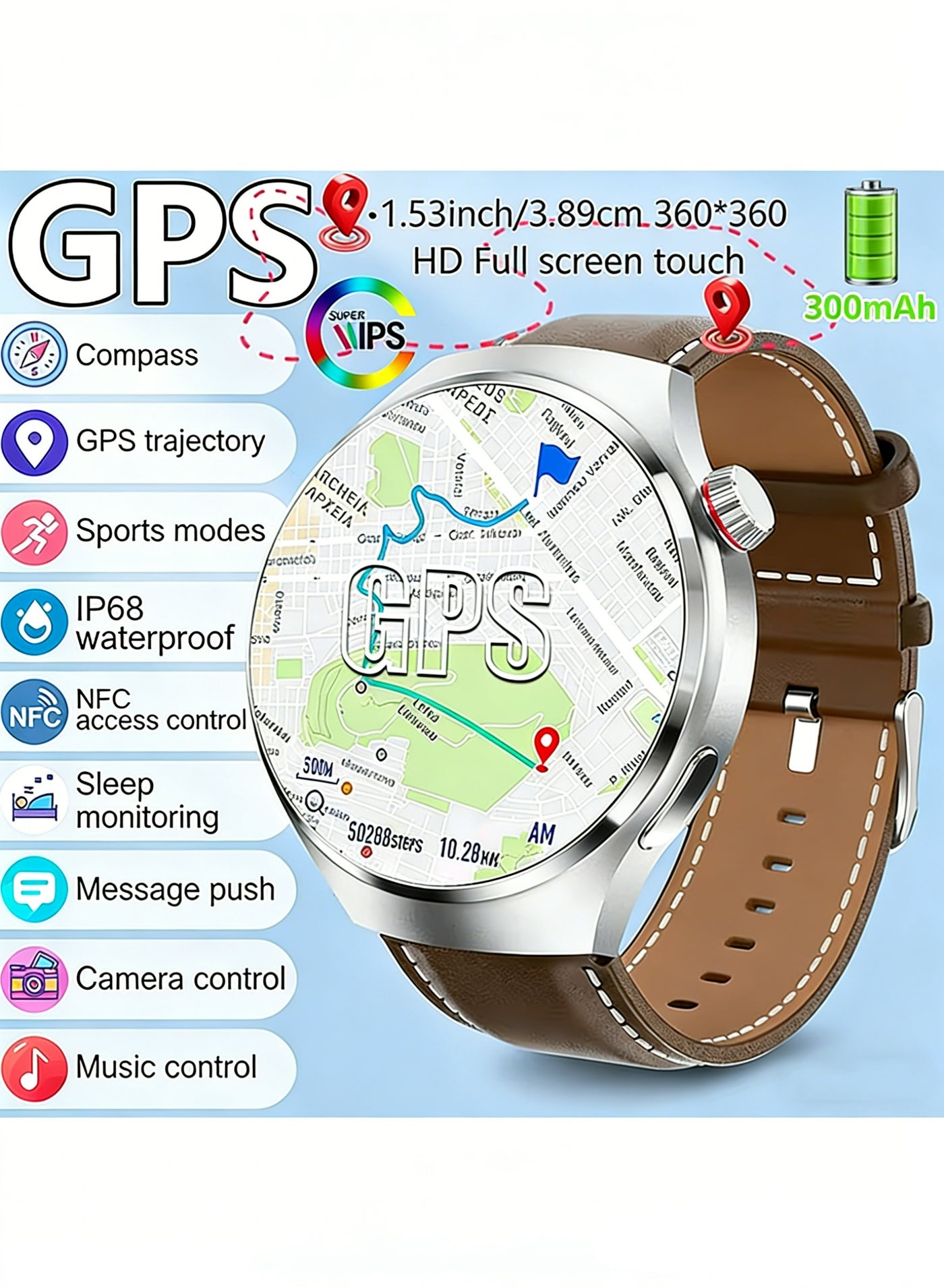Compare Mens Smart Watch Outdoor Multi Sport Mode 1. 53inch HD Screen 300mAh Battery Capacity Wireless Call Mens Watch, Fitness Tracker, Workout Companion, Sleek Smartwatch For Men at KSA Price