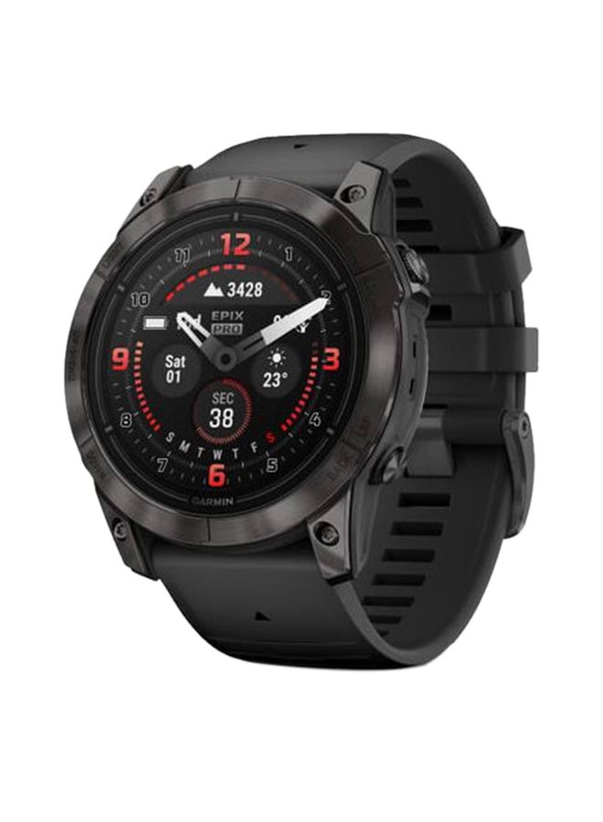 Compare Epix Pro Gen 2 Sapphire Edition  51MM  Up To 31 Days Battery Life  1.4inch Amoled Display, Scratch Resistant, Corning® Gorilla® Glass, Heart Rate Monitor, All Day Stress Monitor, Advanced GPS Features,  Advanced Golf Features, Super Bright LED Flashlight, iOS and Android Compatible Carbon Grey DLC Titanium with Black Band at KSA Price