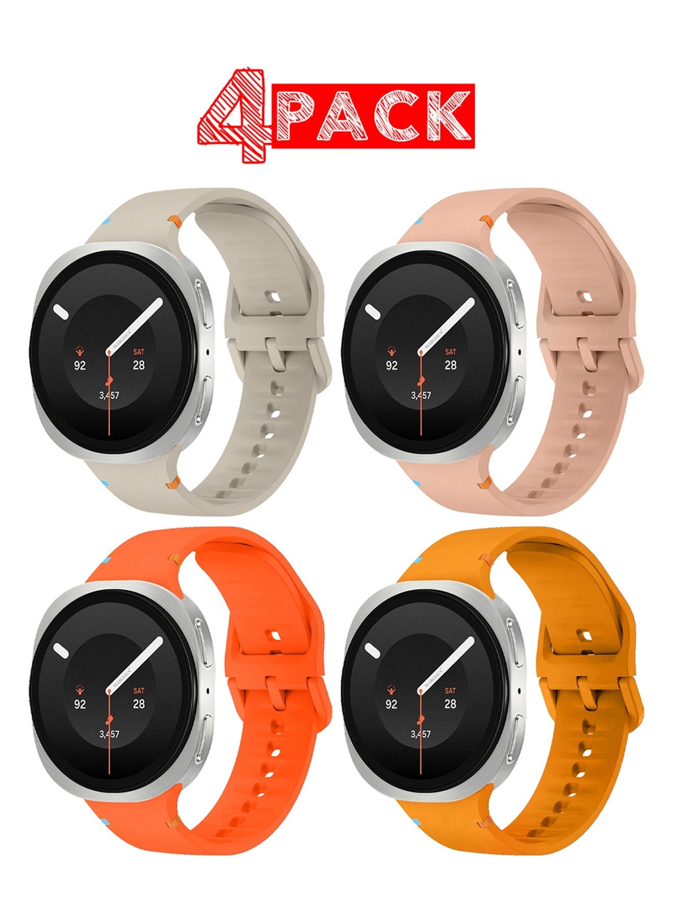 Compare 4 PACK Silicone Replacement Strap Compatible with Samsung Galaxy Watch 9 40mm  44mm, Sport Band at KSA Price