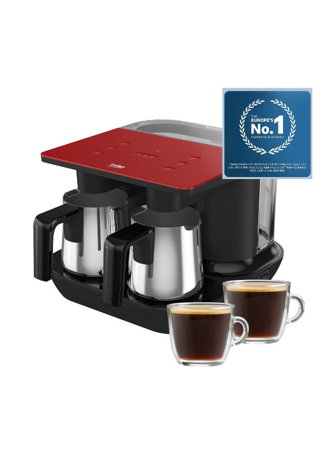 Compare Beko Turkish Coffee Machine, 1100W, 3D Cooking, CookSense & Spinjet Technology, 6 Coffee Pot Capacity, Touch Control Panel, 1.5 L Water Tank  TKM8961K 1.5 L 1100 W TKM8961K Red & Black at KSA Price