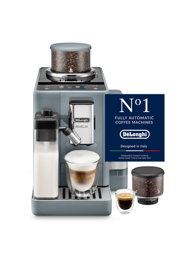 Compare Rivelia Fully Automatic Coffee Machine with LatteCrema Hot, Automatic Milk Frother, Compact Size Bean to Cup Coffee Machine, 16 Recipes, Full Touch Colored Display 1.4 L 1450 W EXAM440.55.G grey at KSA Price