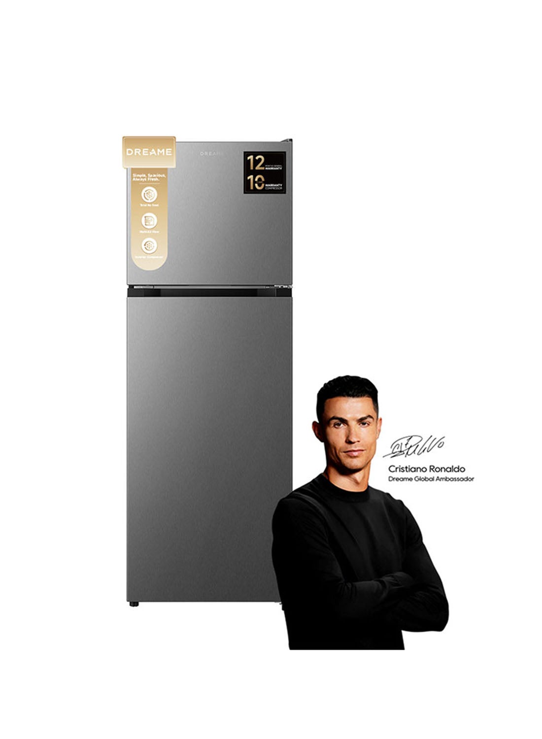 Compare 440L Gross & 348L Net Capacity Double Door Top Mount RefrigeratorFreezer, NoFrost, MultiAir Flow, Right open, Recessed Handle DRT440ASC Titanium Steel Silver at KSA Price