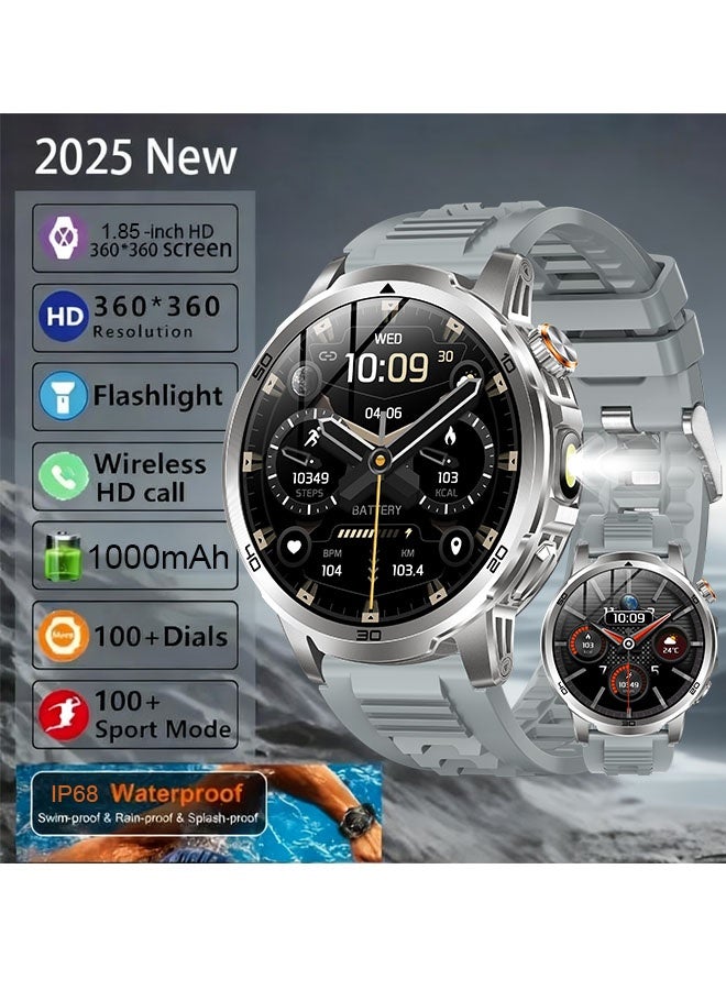 Compare Mens Bluetooth Smart Watch, 1.85Inch HD HighDefinition Touch Screen, 360*360 High Resolution, LED Flashlight, IP68 Daily Waterproof, 1000mAh Long Battery Life Battery, Sports And Sleep Monitoring, Multiple Sports Modes, DIY Personalized Dial, Bluetooth Call ReceivingMaking, Magnetic Charging, Sedentary Reminder, Message Notification, Smart Bluetooth Wearable Watch, RT AK95 at KSA Price