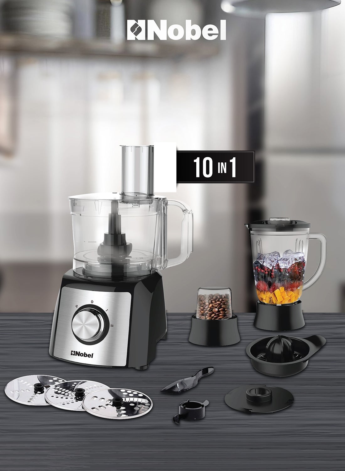 10-in-1 Food Processor Juicer Blender, Citrus Juicer,…