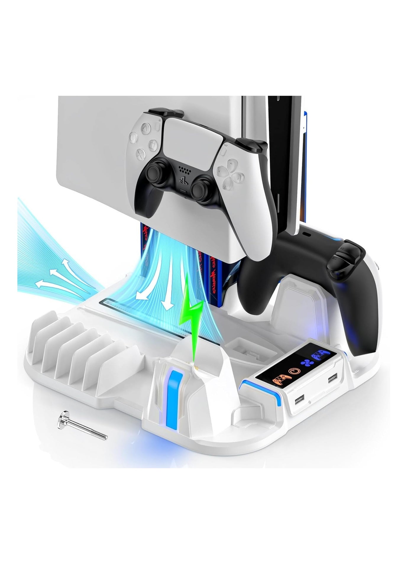 PS5 Slim Cooling Stand with Controller Charging…