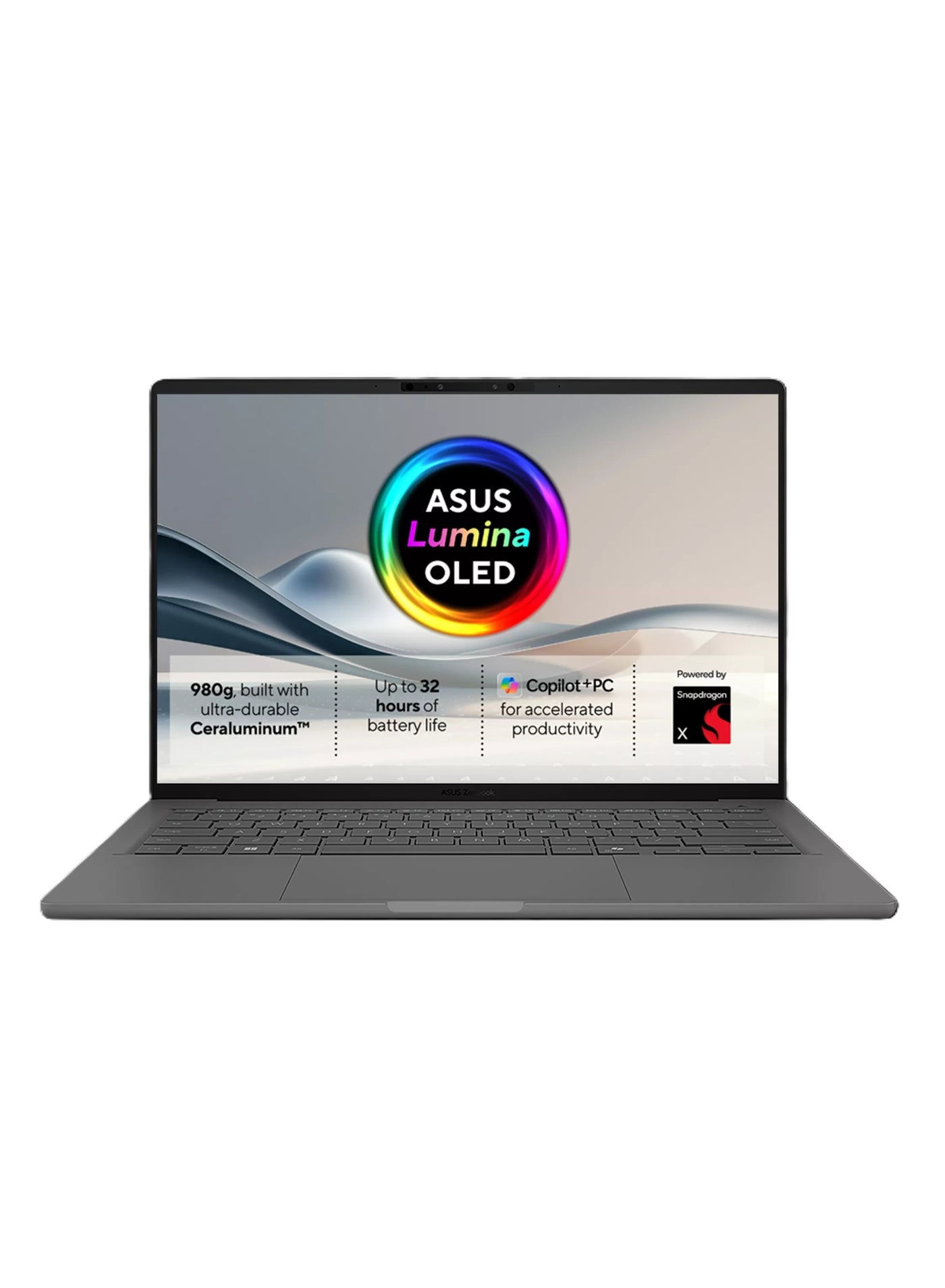 Compare ASUS Zenbook A14 UX3407QA 14 WUXGA OLED Laptop, Snapdragon X X126100, 32GB RAM, 1TB SSD, Adreno Graphics, Copilot+ PC, Windows 11, Iceland Gray English Iceland Grey at KSA Price