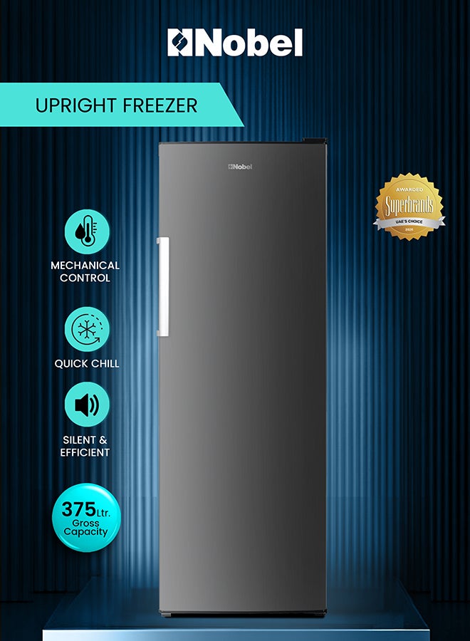 Compare Upright Freezer 375L Gross  242L Net  Single Door Upright Freezer with 7 Drawers, R600a, Reversible Door, Dark Inox – 1 Year Warranty 375 L 300 W NUF375 grey at KSA Price