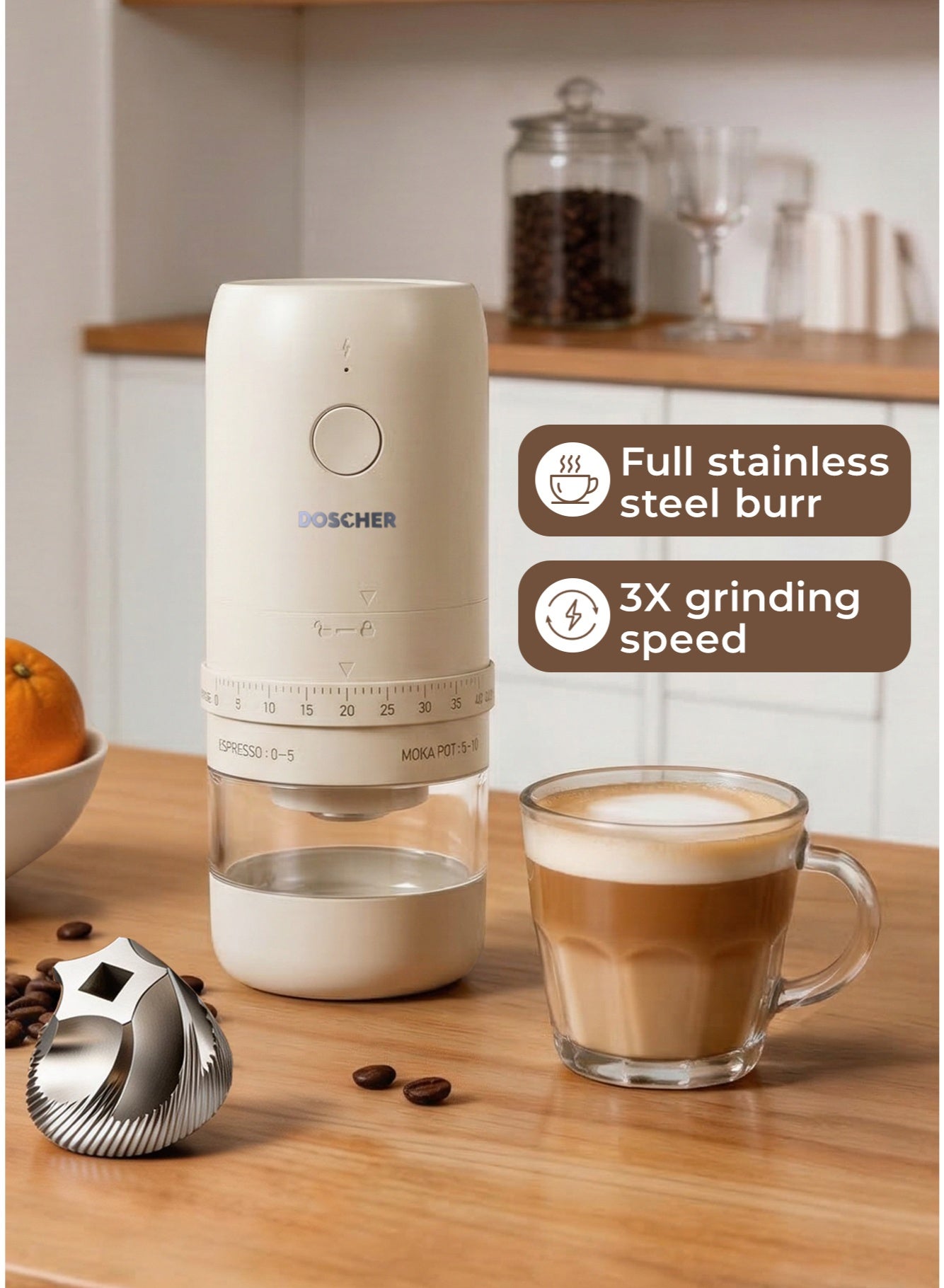 [Upgrade] V60 Portable Stainless Burr Coffee Grinder,3X…