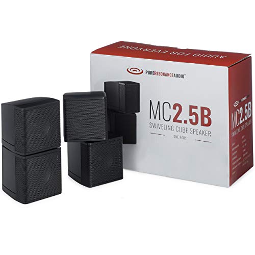 Compare Pure Resonance Audio MC2.5B Dual 2.5” Swiveling Surround Sound Mini Cube Speaker Pair, Black Without Brackets at KSA Price