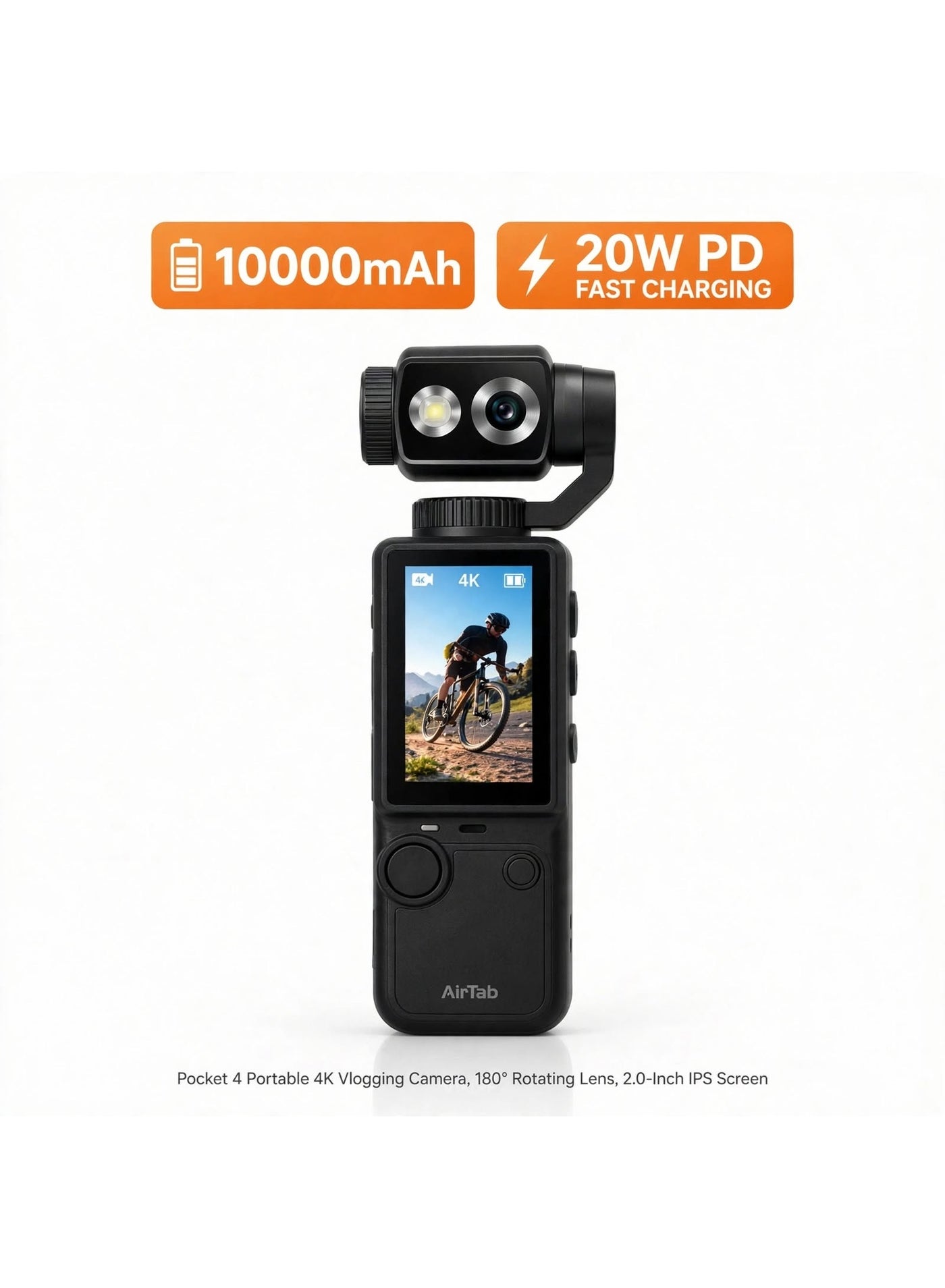 Compare Pocket 4 Portable 4K Vlogging Camera, 180° Rotating Lens, 2.0Inch IPS Screen, Auto Focus, Handheld Video Recorder, Adjustable Angle & 3000mAh Battery  Black at KSA Price
