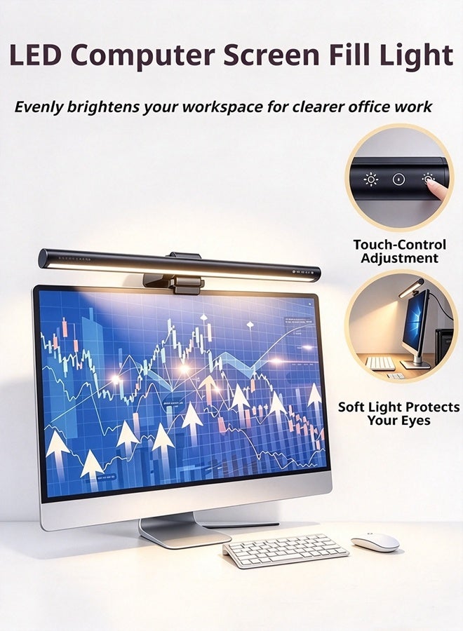Compare HOOPZOZA Computer Monitor Lamp Eye Caring No Screen Glare eReading Task Lamp Touch Control Dimmable 5 Color Temperature Timer 60 Minutes USB Powered Gaming Screen Light for OfficeHome42cm Black at KSA Price