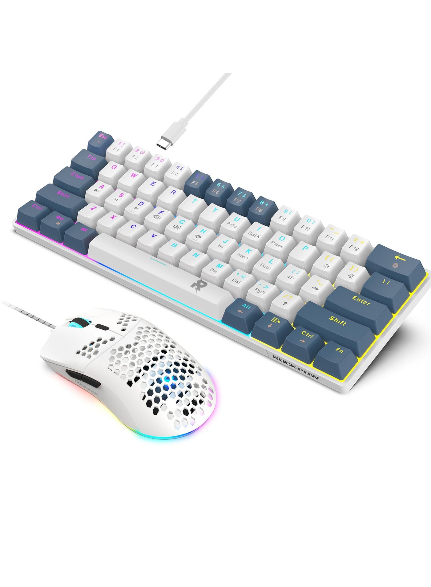 Compare Gaming Combo 60% Mechanical Wired Gaming Keyboard RGB Gaming Mice Ergonomic Ultralight 8000DPI Mouse 61keys RGB Backlit Mini Keyboard for PCMac Gamer,Typist,Trip Bundle for PC Gamer Red Switch at KSA Price