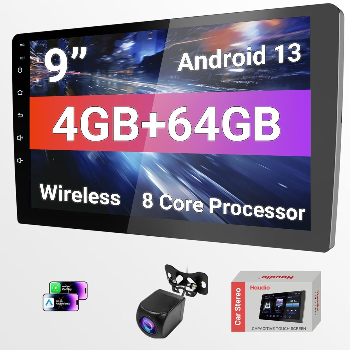 Compare Haudio Double Din Android 13 Car Stereo  9 HD Touchscreen with Wireless CarPlay & 14Band DSP, 50W×4 HiFi, Dual USBDVR, GPS at KSA Price