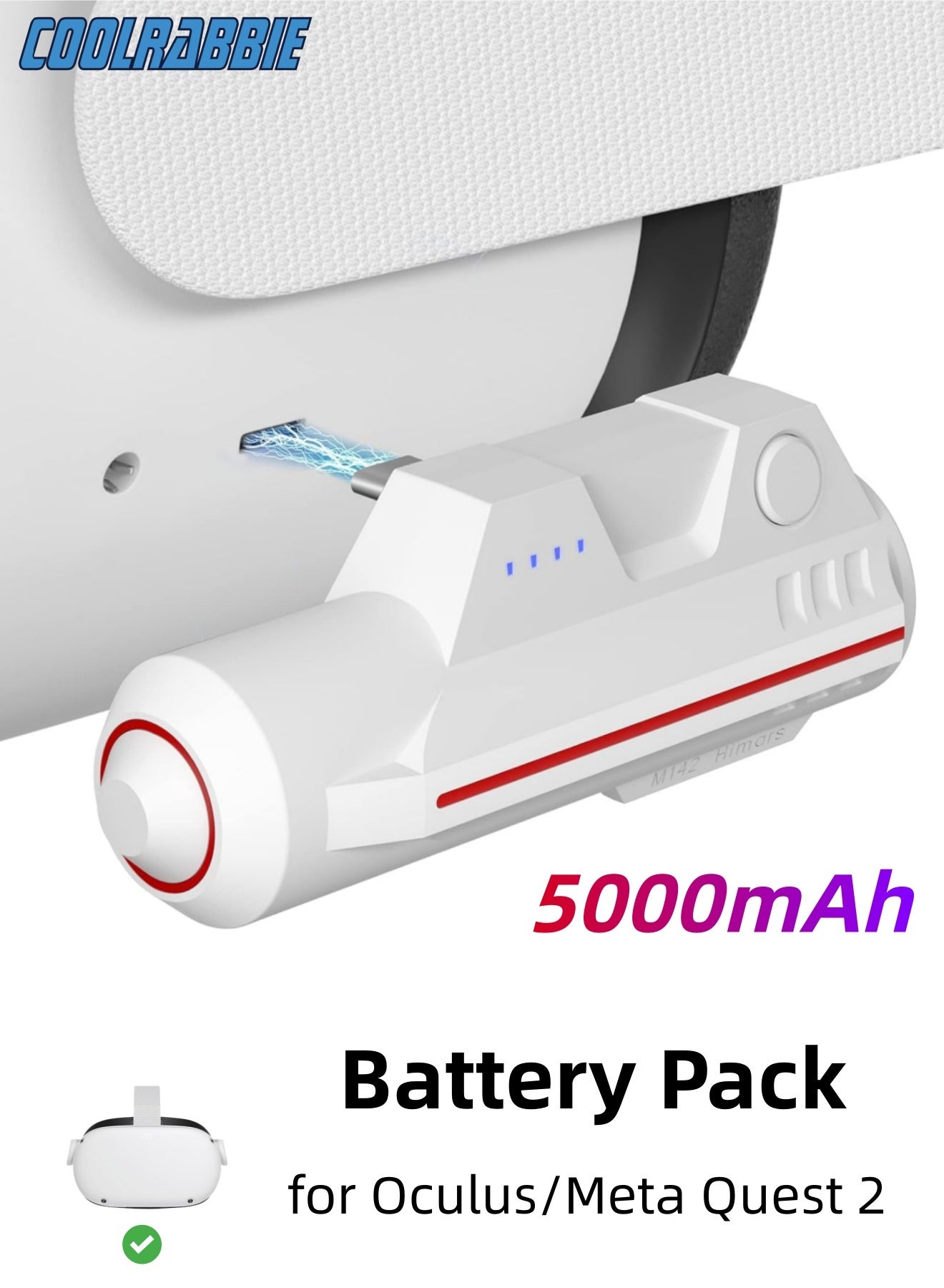Compare CoolRabbie Battery Pack for Meta Quest 2, VR Accessories for Oculus Quest 2 Headset, 5000mAh Head Strap Battery Pack Compatible with OculusMeta Quest 2 and Quest for Extra 24 Hours Playing time at KSA Price