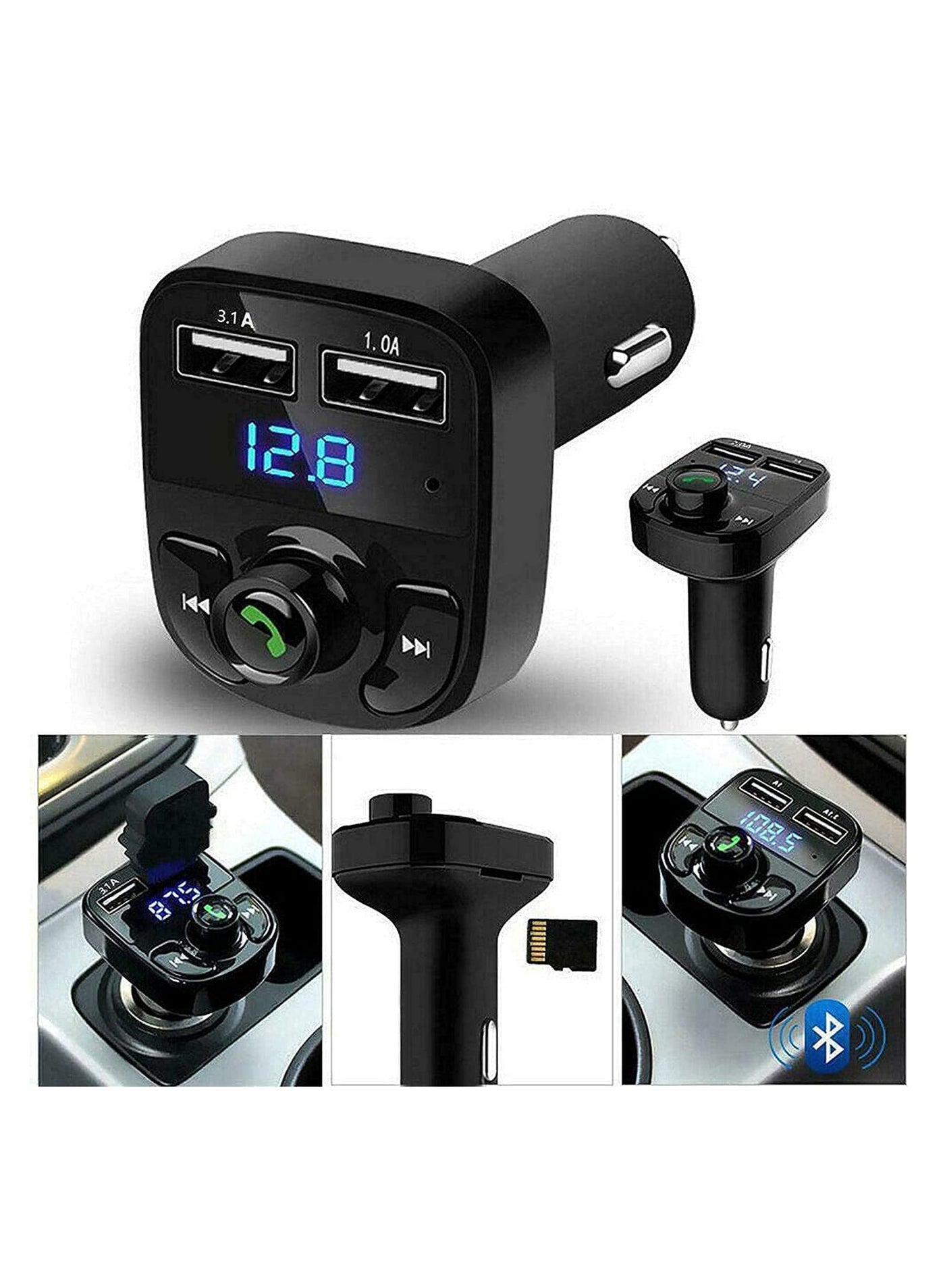 Compare Car MP3 Music Player BT FM Transmitter Radio Receiver PDUSB Car Charger HandsFree Calling Support UDisk Playback Voltage Display at KSA Price