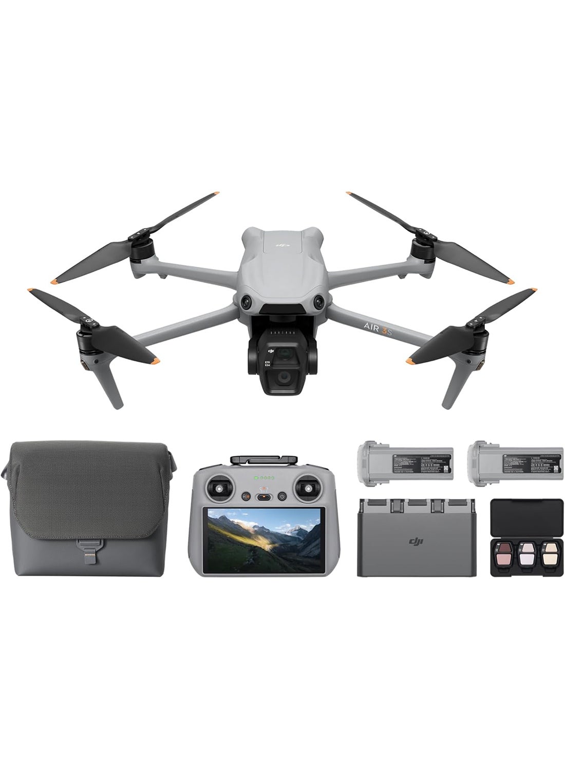 Compare Air 3S Fly More Combo RC 2 Screen Remote Controller, Drone with 1 CMOS WideAngle & Medium Tele Camera for Adults, 4K60fps, Omnidirectional Sensing & 3 Batteries for Extended Flight Time at KSA Price