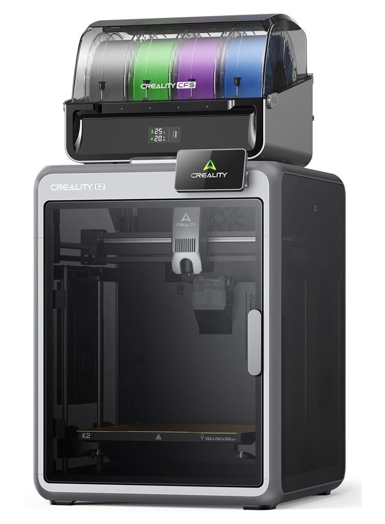 Compare Creality K2 Combo 3D Printer with Multicolor CFS, Fully Enclosed, 26×26×26cm Build Volume, AI Camera & Air Filter, 40mm³s High Flow, 600mms High Speed silver at KSA Price