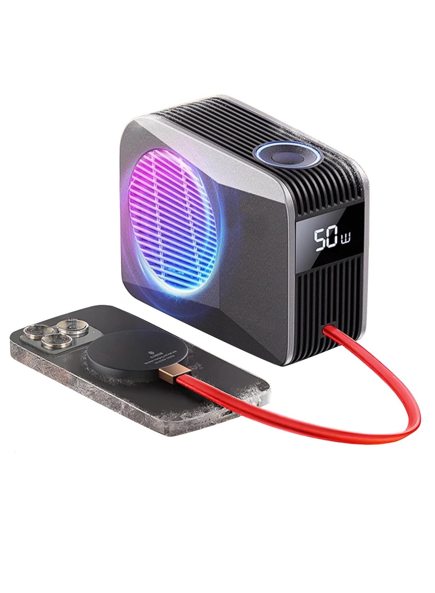 Compare Nishen 50W Liquid Cooling Phone & Tablet Cooler – Premium Version  Magnetic Gaming Cooling Fan with Water Cooling Radiator, Silent NoNoise Operation, TEC Semiconductor Cooling & Clip Mount – Includes 48W Power Adapter – Compatible with iPhone, iPad, RedMagic, Samsung Galaxy & Android Devices Perfect for PUBG Mobile, COD Mobile & Gaming at KSA Price
