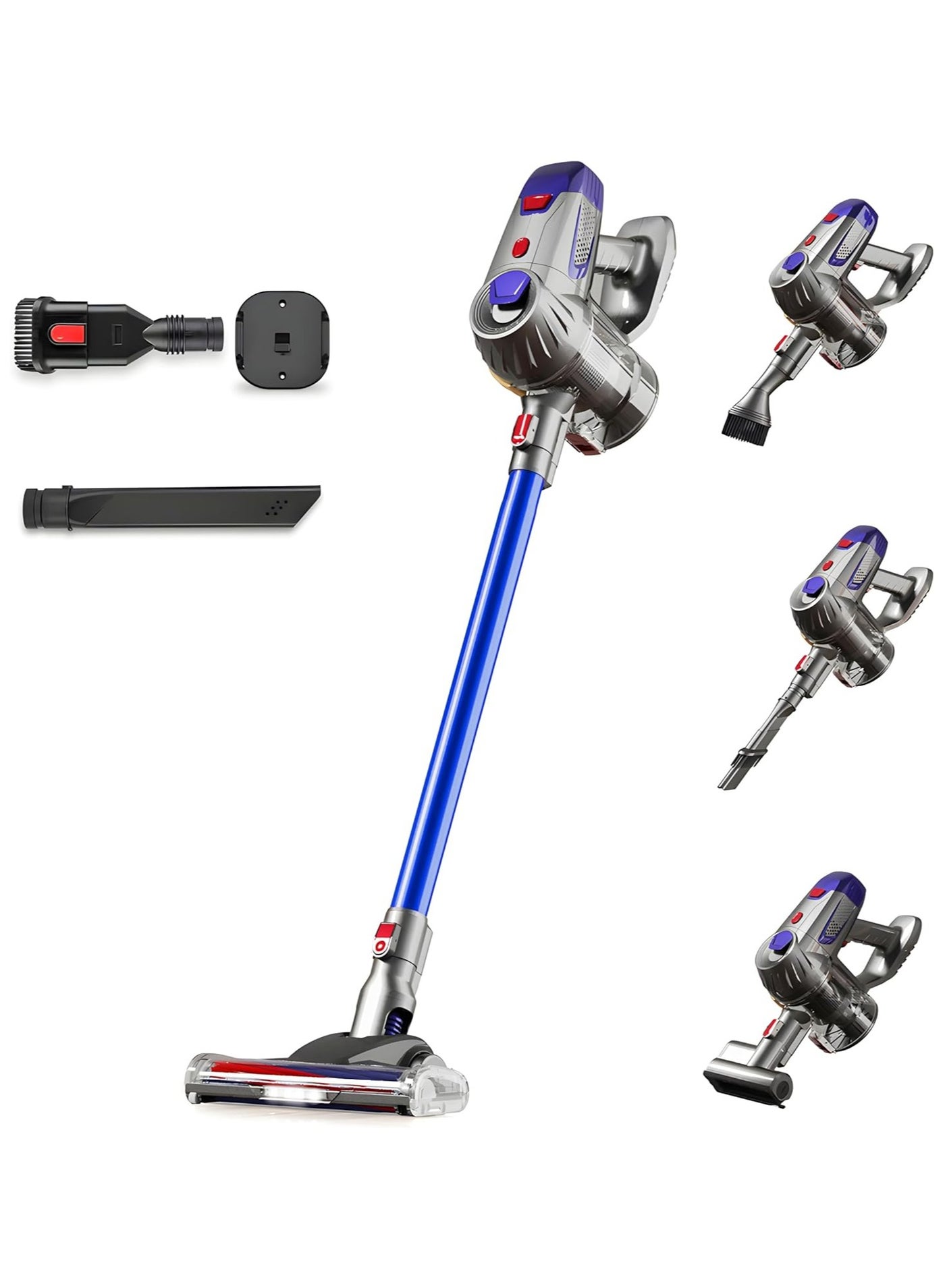 Compare Cordless Vacuum Cleaner 4 in 1, Vacuum Cleaner Wireless for Home, Household Vacuum Cleaner w Battery, Stick Vacuum Cleaner Cordless with LED Lights for Dry Floor, Tile, Carpet  Blue at KSA Price