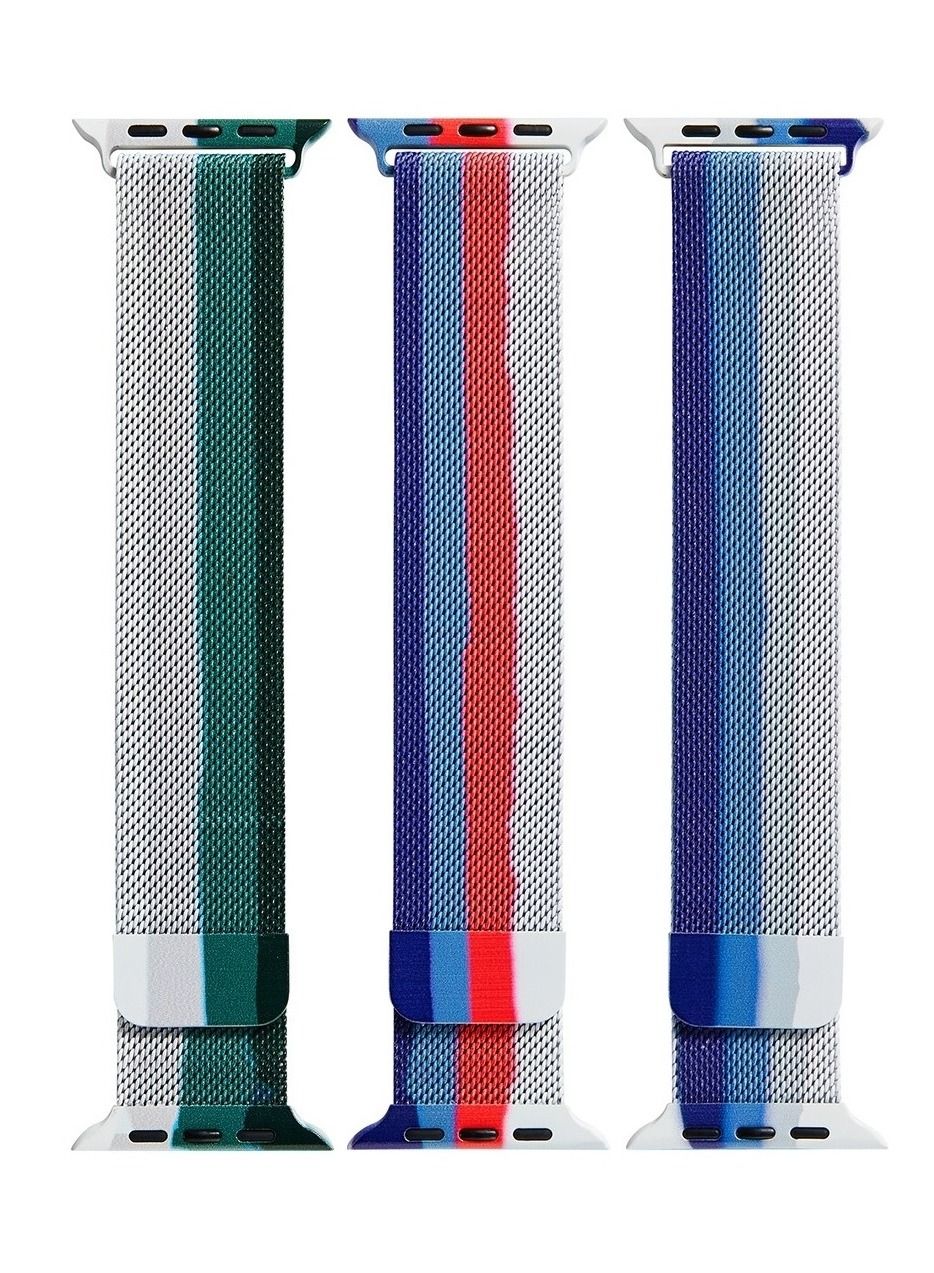 Compare 3Pack Apple Watch 45mm 44mm 42mm Milanese Mesh Stainless Steel Magnetic Closure Band Compatible with iWatch Series 7SE654321 GreenBlueRed at KSA Price