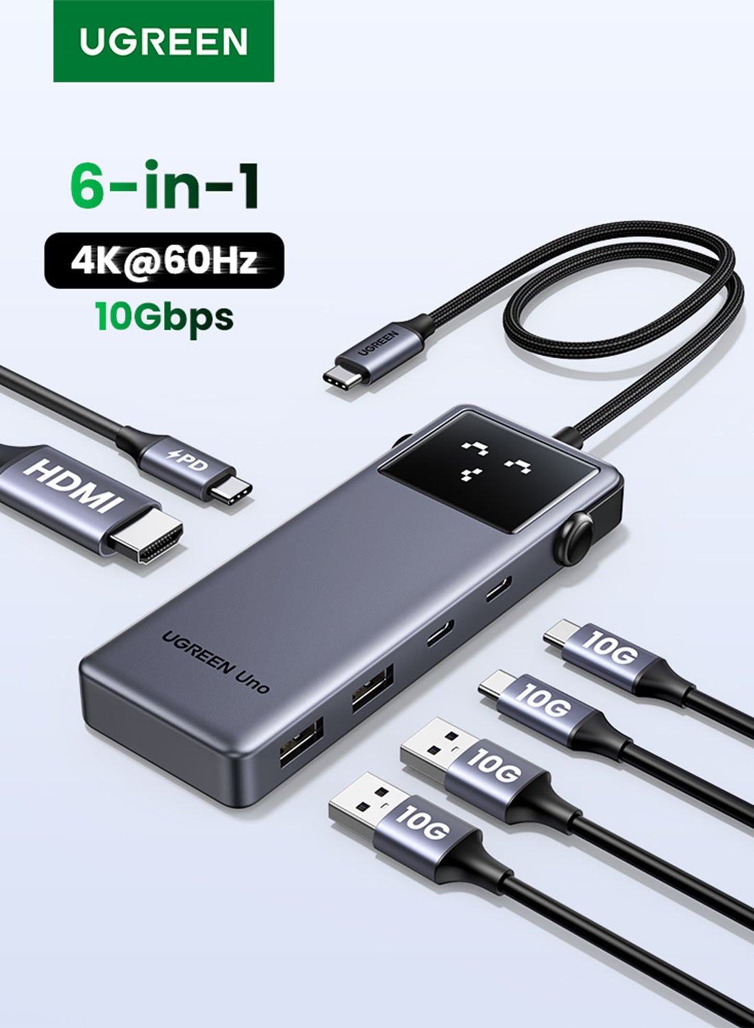 Uno 6 in 1 USB C Hub 3.2 10Gbps…