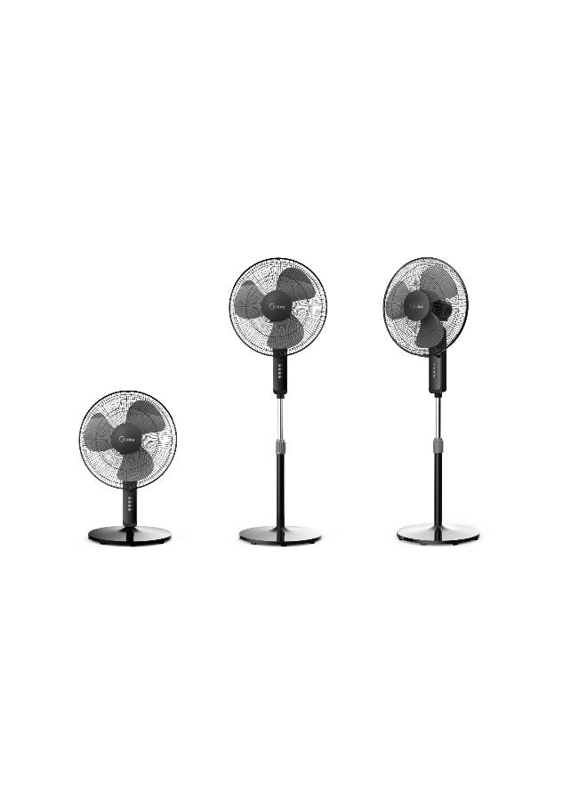 Compare Midea Pedestal Stand Fan with SQD Motor, 16 inch, 3D Oscillation Directions, 3 Speed Levels & Adjustable Height, 3 Leaf Blade with 7.5 Hours Timer, Best for Home & Office 50 W FS4019K Black 50 W FS4019K Black at KSA Price