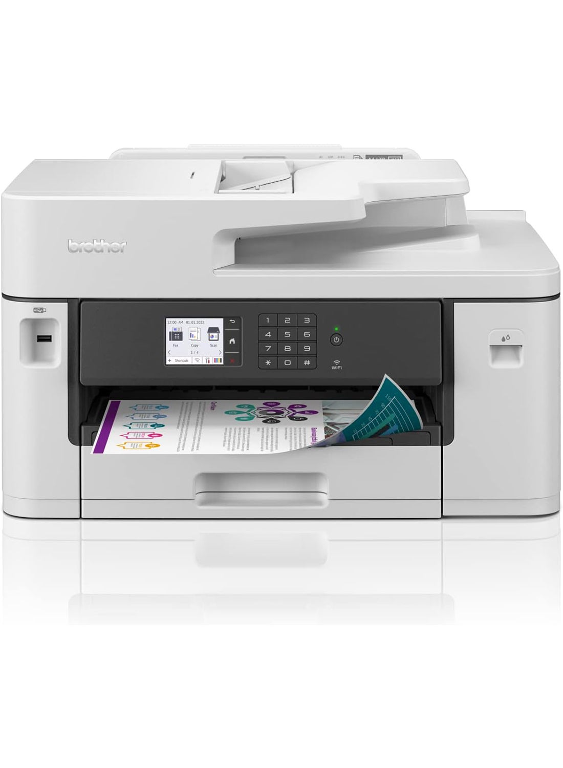 Compare Brother Wireless All in One Printer, MFCJ2340DW, Wide Format Borderless Printing, High Yield Ink Cartridge, Large White at KSA Price