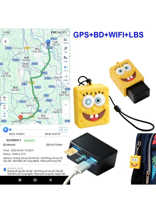 Compare Kids GPS Tracker GPS+WiFi+LBS RealTime Tracking Location Locator 90Day Location History GeoFence & Safety Alerts MultiUser SpongeBob SquarePants Tracking Finder for Children, Luggage, Backpack, School Bag & Keys at KSA Price