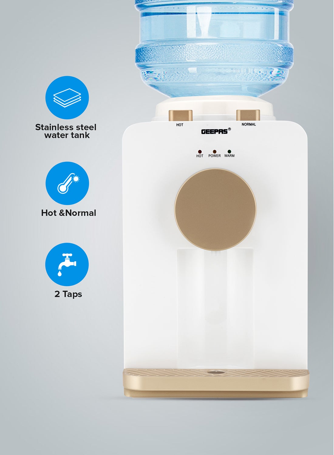Compare Hot & Normal Water Dispenser  Stainless Steel Tank Top Loading with 2 Taps  Ideal for HomeOfficeShop & More GWD17032 White at KSA Price