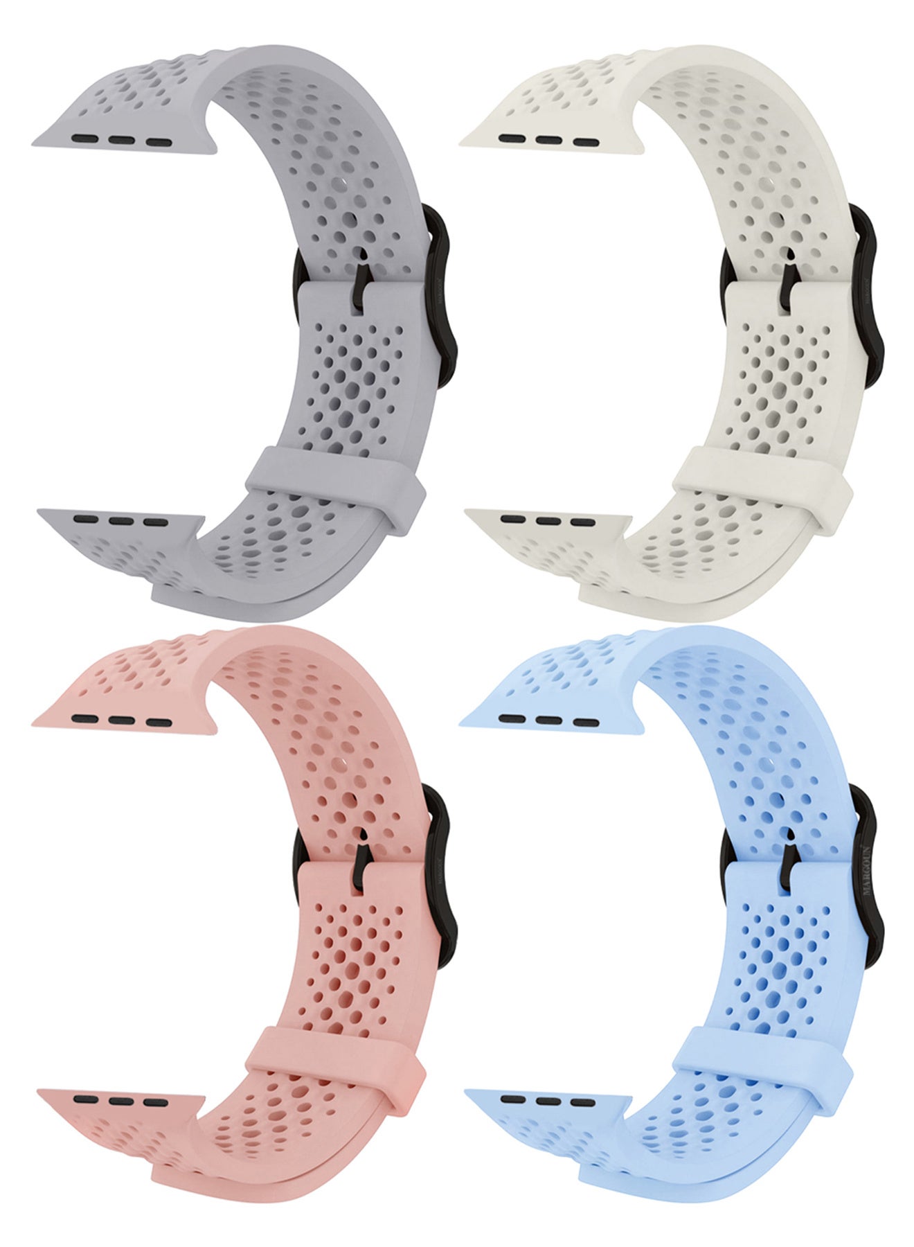 Compare 4Packs 49mm45mm44mm Sport Silicone Watch Band Compatible with Apple Watch Series 987654321 & SE – Breathable Soft Strap with Buckle at KSA Price