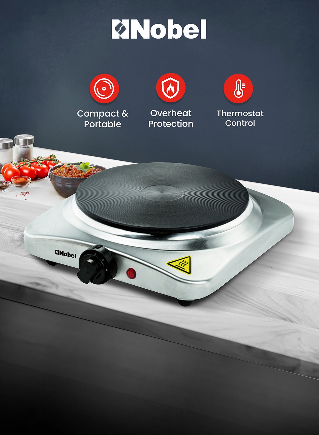 Compare Electric Single Hot Plate with Overheat Protection, Indication Light, and has single 185MM Hot Plate, Automatic Ignition System 1500 W NHP401SS Silver at KSA Price