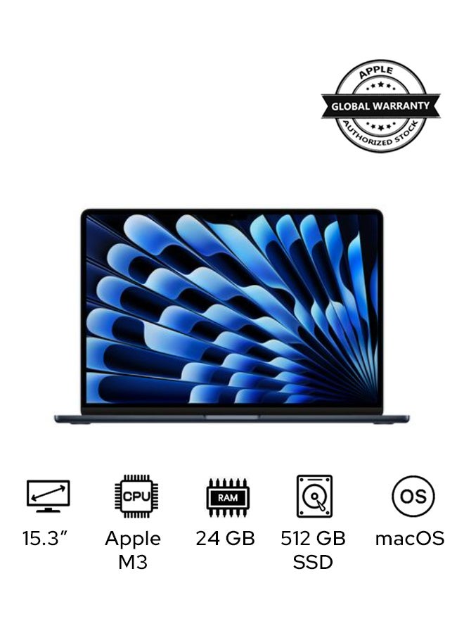 Compare MacBook Air MC9L4 | 15.3 Inch Display | Apple M3 Chip | 8Core CPU and 10Core GPU | 24GB RAM | 512GB SSD | macOS | English And Arabic Keyboard | Midnight at KSA Price