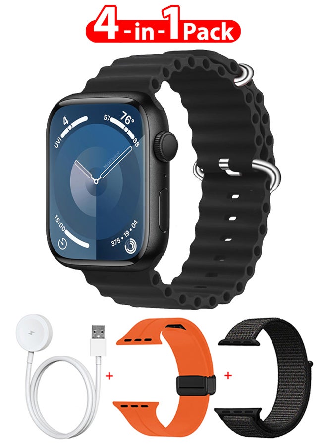 Compare Smart Watch Fitness Tracker 44mm for Android and Ios with 3 Replacement Bands and Charging Cable  Multicolour 2 at KSA Price