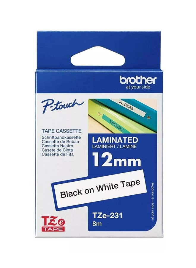 Compare Laminated Tape Black On White 12mm TZe231 BlackWhite at KSA Price