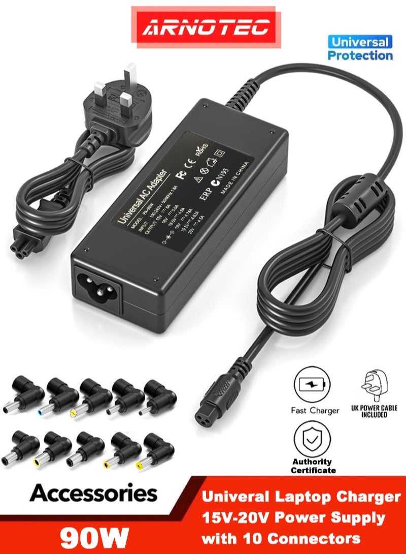 90W Universal Laptop Charger, 15V-20V Power Adapter,…