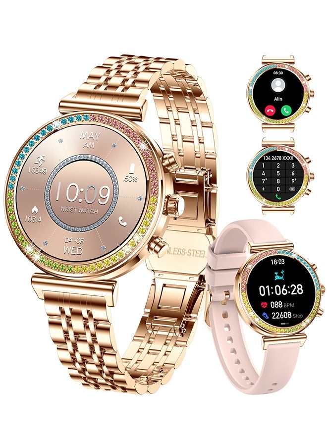 Compare Smart Watch for Women, 1.27 HD Screen, Bluetooth Calls Fitness Tracker Sports Womens Smartwatch for Android iOS Phones, Heart RateSleep MonitorIP67 Waterproof,Full Gold at KSA Price