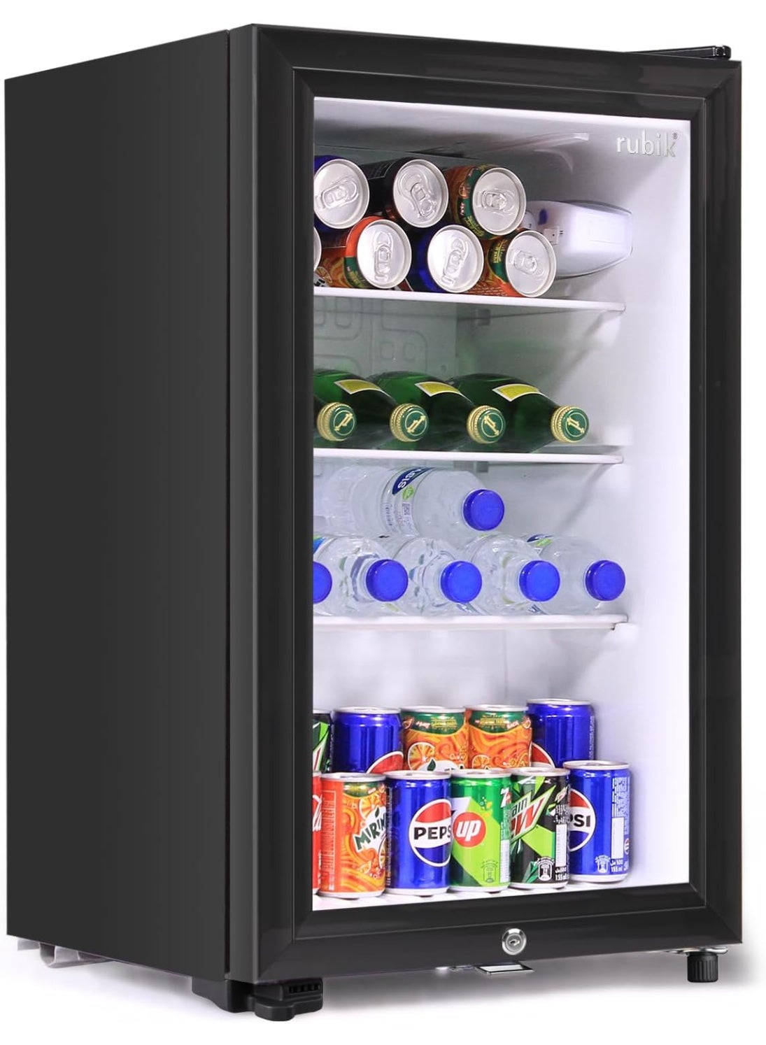 Compare Mini Fridge Glass Door 62L, With Key Lock, Beverage Cooler for Commercial Use at KSA Price