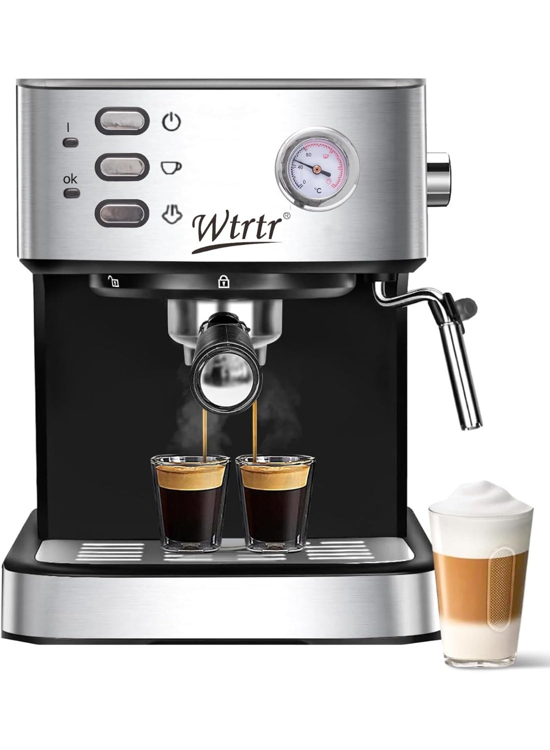 Compare Wtrtr Espresso Machine Coffee, Professional Espresso Maker,Espresso Manual Coffee Machines，Cappuccino& Latte Macchiato Coffee Maker 1 Year Warranty at KSA Price