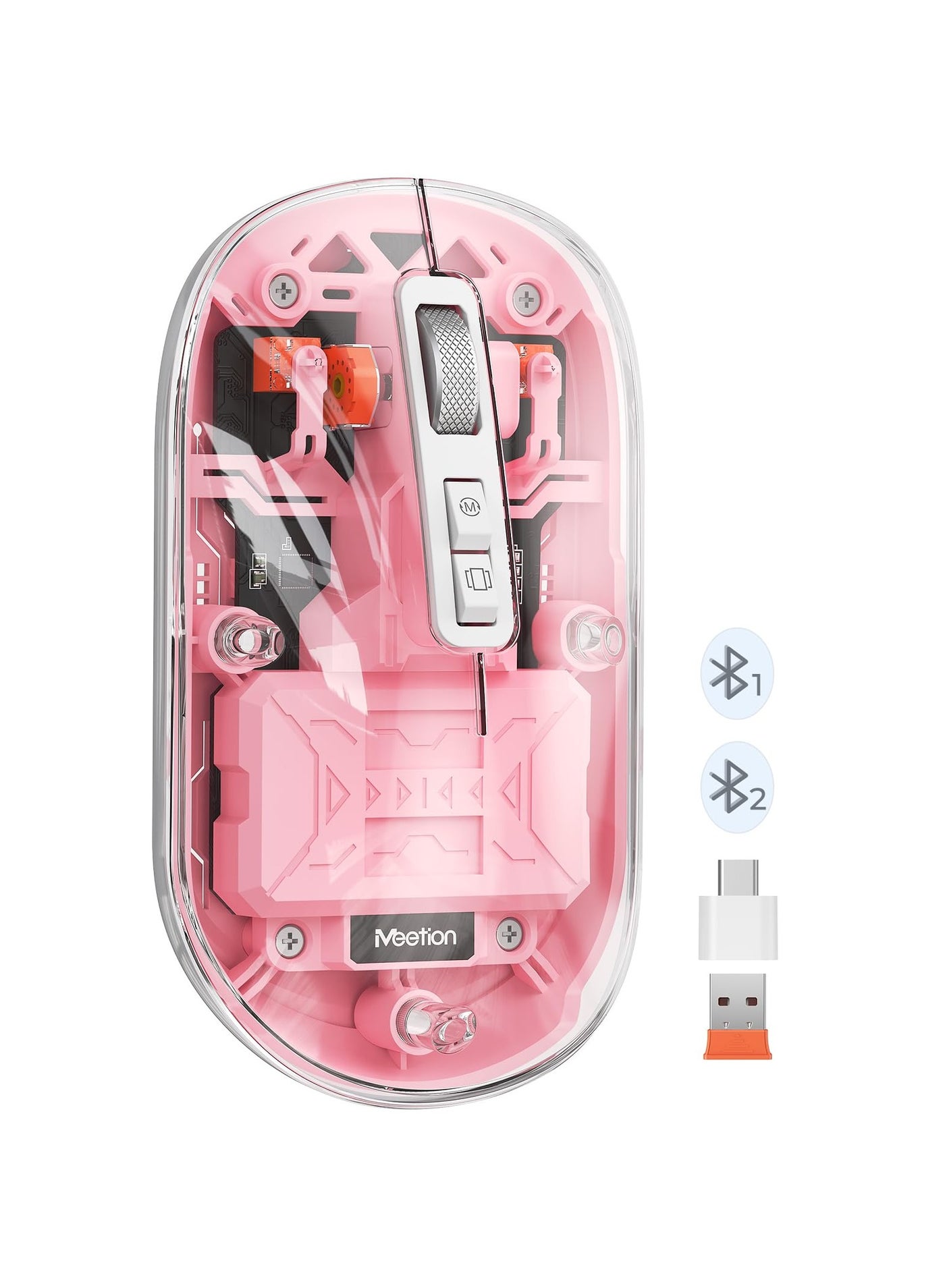 Compare Wireless Mouse Rechargeable, Multi Device Transparent Bluetooth Mouse, Slim Mouse with USB Receiver, 4 Adjustable DPI Small Mouse Silent Click for PC, Laptop, Notebook, Mac, iPad  Pink at KSA Price