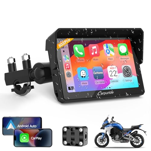 Compare Carpuride W502PRO for Motorcycle CarPlay& Android Auto& Dual Bluetooth  5 Waterproof GPS Navigation Screen for Motorbike, Music Sharing, Intercom, EQ, Light Sensor, Compass, Barometer at KSA Price