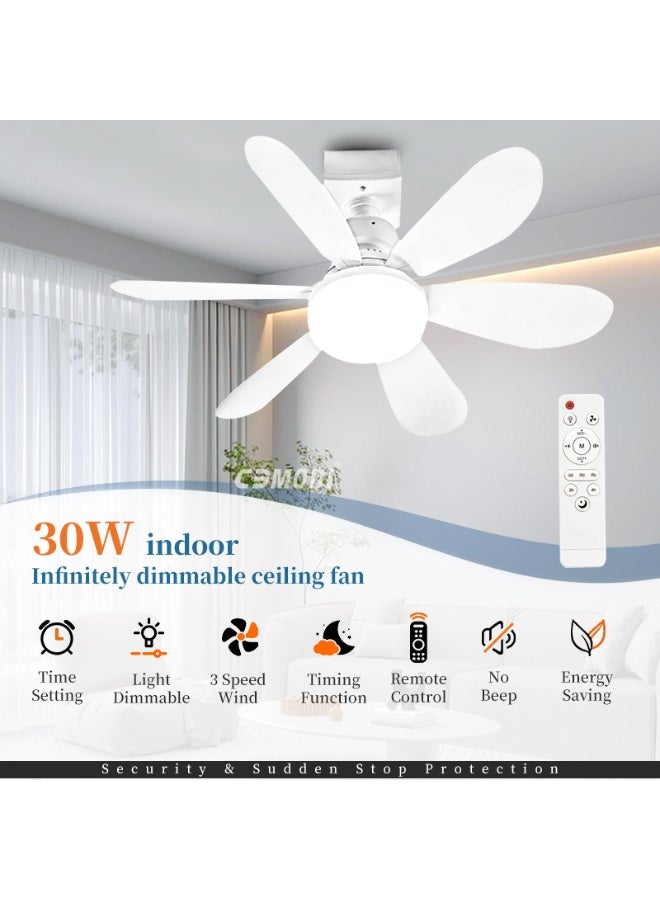 Compare 30W LED Ceiling Fan Light with Remote Control, Dimmable Light & 3Speed Fan, E27 Bulb Base, 85265V Quiet for Bedroom Living at KSA Price