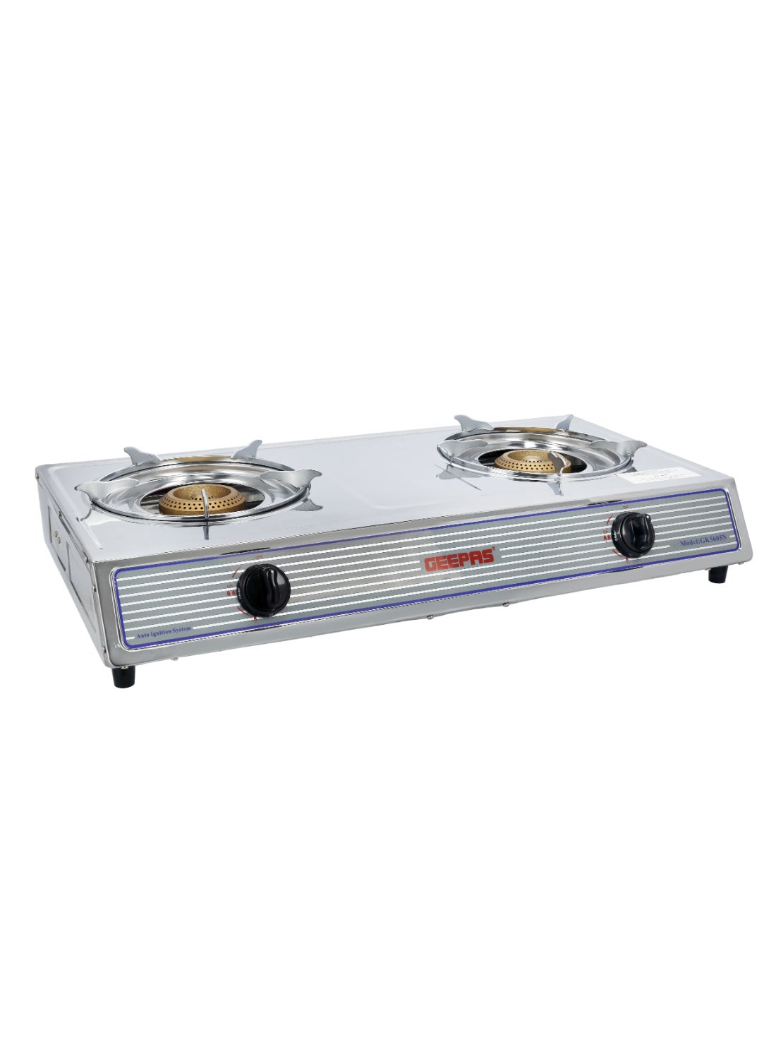 Compare Double Burner Stainless Steel Gas Stove with Automatic Ignition System GK5605 SilverOrange at KSA Price