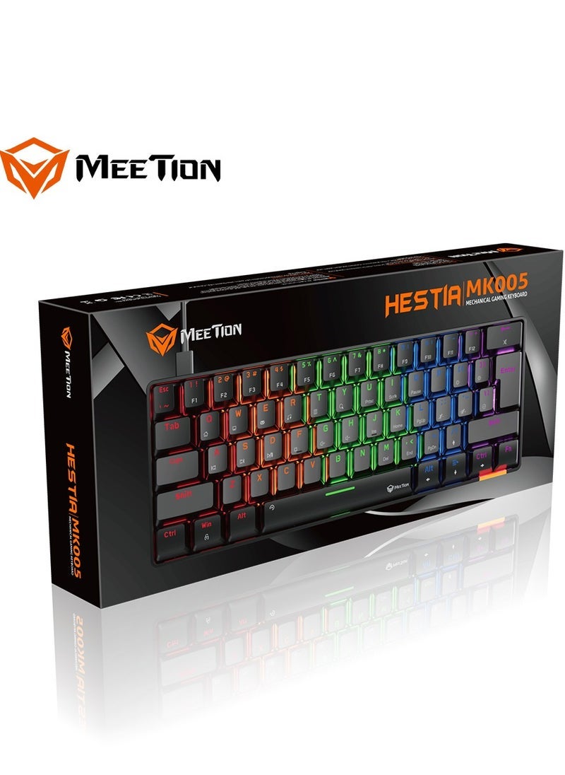 Compare MEETION MTMK005 RGB Backlit Mini 61Key Wired Mechanical Gaming Keyboard – Compact 60% Layout with Responsive Blue Switches, Full AntiGhosting, Durable Double Injection Keycaps, Customizable RGB Lighting, Low Latency for Pro Gamers – Black at KSA Price