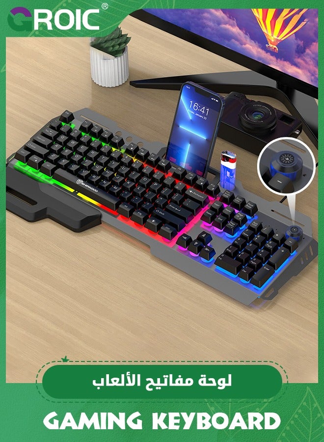 Compare Gaming Keyboard, RGB Backlit Semi Mechanical Keyboard with Wrist Rest, WaterResistant USB Wired Hybrid Ergonomic Keyboard, Teclado Gamer for Desktop Computer PC Mac PS4 at KSA Price