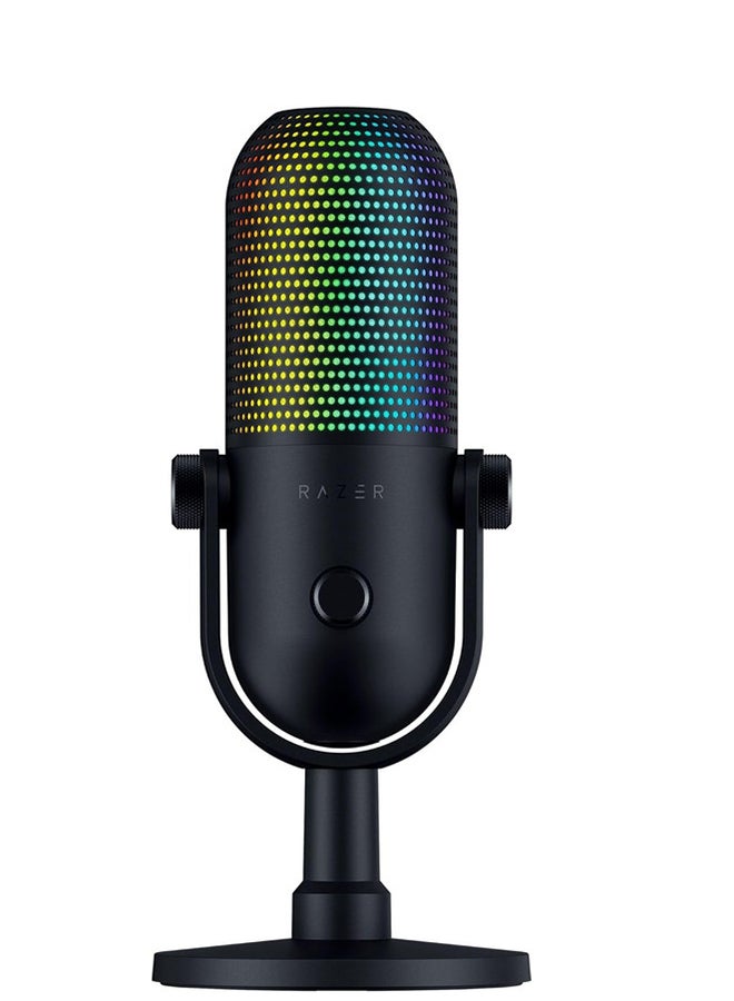 Compare Razer Seiren V3 Chroma RGB USB Microphone: Stream & Game Reactive Lighting  TaptoMute Sensor  Condenser Mic  Digital Gain Limiter & Shock Absorber  PC, Discord, OBS Studio, XSplit  Black at KSA Price