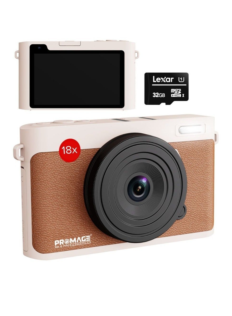 Compare Promage PC160 5K Dual Screen Camera – 72MP Photos, 5K4K Video, 8MP + 5MP Dual Lens, 4inch Display, WiFi, 18X Zoom, Autofocus, Compact Vlogging & Travel Camera with 32GB Card at KSA Price